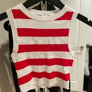 Zara women’s red and white striped crop tank